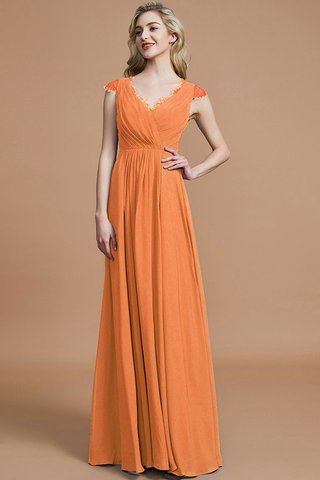 Robe demoiselle d'honneur avec chiffon de col en v de princesse manche nulle ruché - photo 25