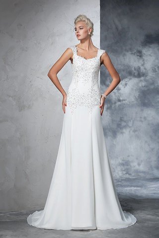 Robe de mariée longue ligne a bretelles spaghetti cordon avec chiffon - photo 3