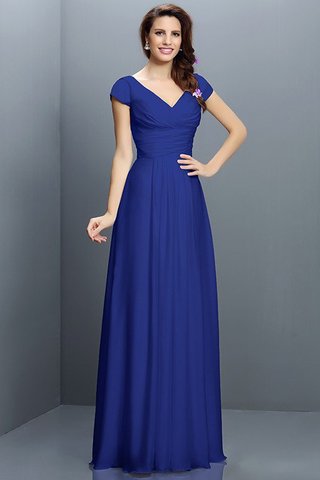 Robe demoiselle d'honneur plissé avec fronce avec manche courte v encolure de princesse - photo 25