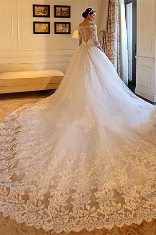 Robe de mariée de traîne longue passionnant avec manche 3/4 avec perle fermeutre eclair - photo 3