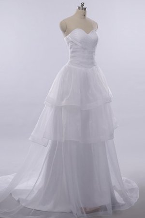 Robe de mariée plissé col en forme de cœur avec lacets avec gradins avec sans manches - photo 1