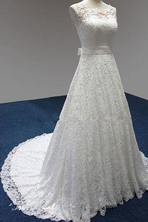 Robe de mariée naturel cordon manche nulle a salle intérieure col en bateau - photo 2