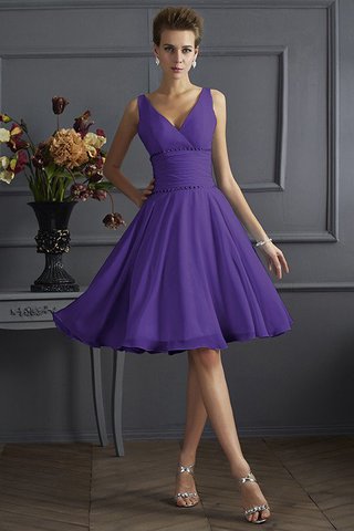 Robe demoiselle d'honneur naturel de princesse v encolure en chiffon au niveau de genou - photo 24
