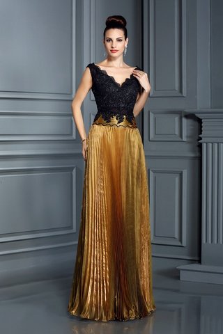 Robe de soirée de fourreau manche nulle de col en v en organza jusqu'au sol - photo 3