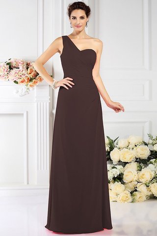 Robe demoiselle d'honneur longue plissé de princesse avec chiffon d'épaule asymétrique - photo 6