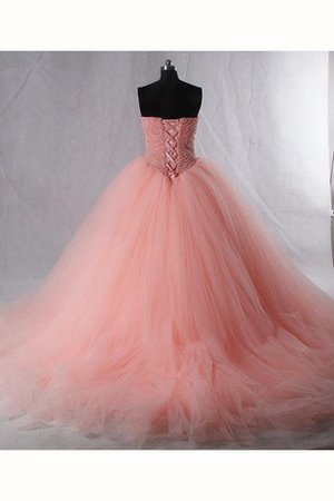 Robe de quinceanera plissage textile en tulle avec zip bandouliere spaghetti avec gradins - photo 2