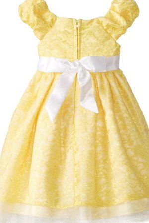 Robe de cortège enfant bref encolure en carré ligne a avec fleurs avec manche courte - photo 2