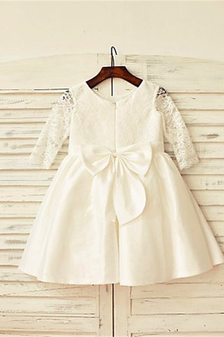 Robe de cortège enfant naturel en satin arrivée au mollet fermeutre eclair avec fleurs - photo 2