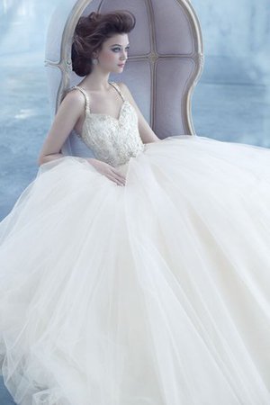 Robe de mariée naturel de mode de bal jusqu'au sol textile en tulle col ras du cou - photo 1