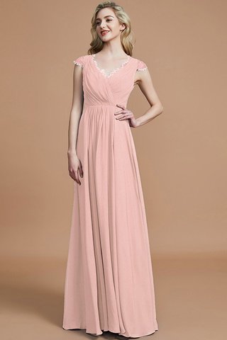 Robe demoiselle d'honneur avec chiffon de col en v de princesse manche nulle ruché - photo 26