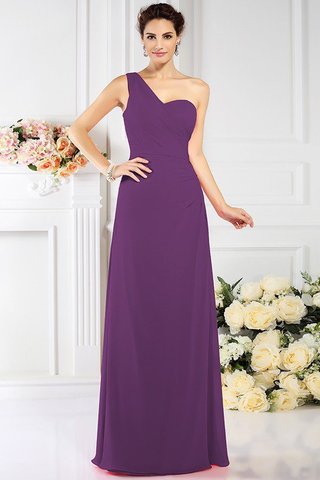 Robe demoiselle d'honneur longue plissé de princesse avec chiffon d'épaule asymétrique - photo 5