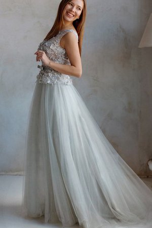 Robe de bal naturel plissé avec manche épeules enveloppants avec manche courte en tulle - photo 1