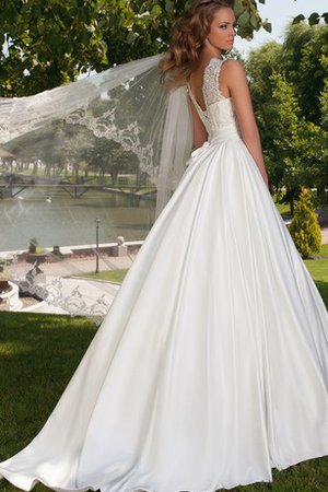 Robe de mariée romantique ligne a avec ruban de traîne courte de col entaillé - photo 2