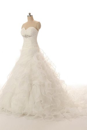 Robe de mariée avec sans manches avec perle de col en cœur a-ligne ruchés plongeants - photo 2