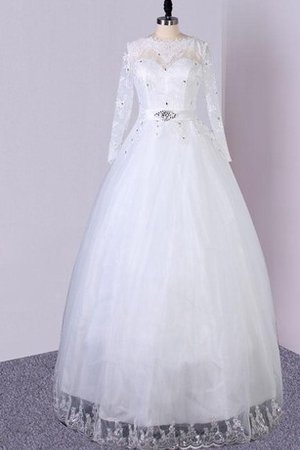 Robe de mariée naturel ligne a en tissu pailleté avec décoration dentelle en tulle - photo 1