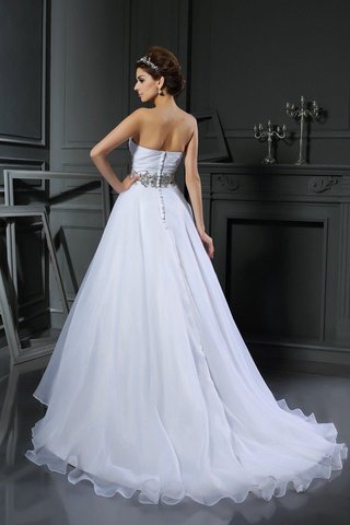 Robe de mariée longue avec perle de traîne moyenne de col en cœur avec sans manches - photo 2