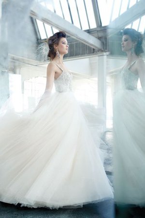 Robe de mariée naturel de mode de bal jusqu'au sol textile en tulle col ras du cou - photo 2