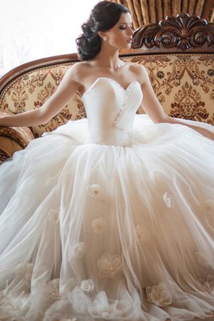 Robe de mariée naturel col en forme de cœur manche nulle avec fleurs croisade - photo 2