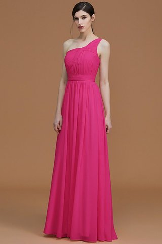 Robe demoiselle d'honneur naturel avec sans manches ligne a ruché d'épaule asymétrique - photo 17