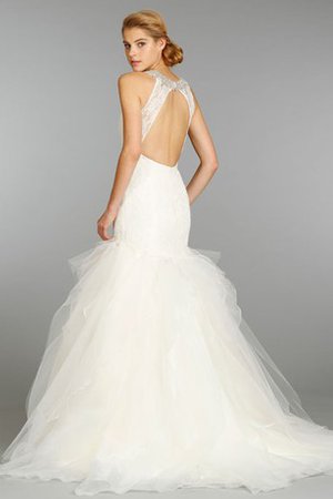 Robe de mariée en organza avec décoration dentelle dénudé a-ligne avec cristal - photo 2
