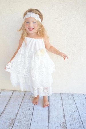 Robe de cortège enfant plissé jusqu'à la cheville encolure en carré de lotus a-ligne - photo 2