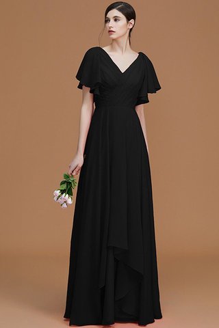 Robe demoiselle d'honneur avec manche courte de princesse ligne a avec chiffon avec zip - photo 8