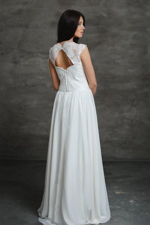 Robe de mariée naturel plissé avec perle col en bateau ligne a - photo 2