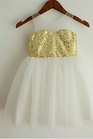 Robe de cortège enfant naturel avec fleurs manche nulle a-ligne de princesse - photo 1