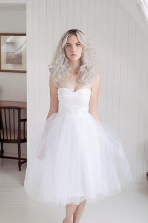 Robe de mariée naturel plissage a-ligne fermeutre eclair col en forme de cœur - photo 1