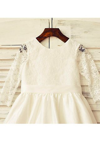 Robe de cortège enfant naturel en satin arrivée au mollet fermeutre eclair avec fleurs - photo 3