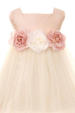 Robe de cortège enfant avec fleurs avec nœud a-ligne encolure en carré - photo 2