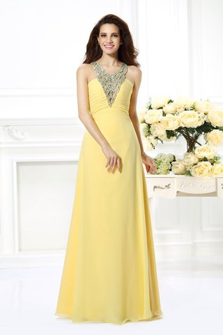 Robe de bal longue v encolure avec perle longueur au niveau de sol avec chiffon - photo 1