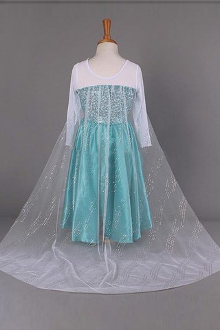 Robe de cortège enfant longue en satin avec manche longue avec fleurs de princesse - photo 2