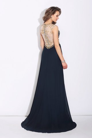 Robe de soirée longue au niveau de cou avec chiffon avec perle avec sans manches - photo 2