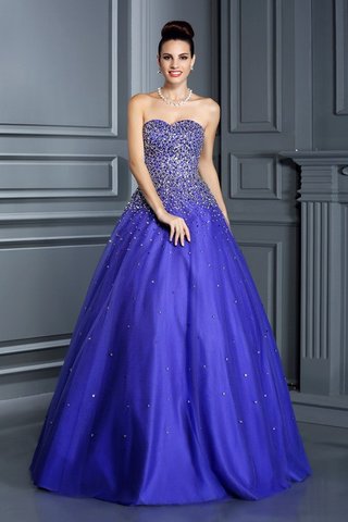 Robe de quinceanera de mode de bal cordon de col en cœur avec sans manches avec perle - photo 1