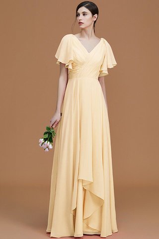 Robe demoiselle d'honneur avec manche courte de princesse ligne a avec chiffon avec zip - photo 12