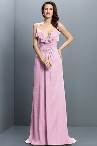 Robe demoiselle d'honneur longue plissage avec fronce bandouliere spaghetti en chiffon - photo 22