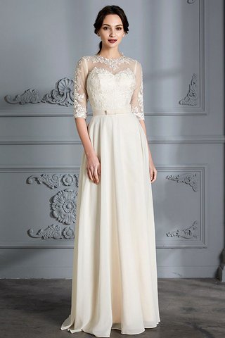 Robe de mariée naturel encolure ronde a-ligne avec manche 1/2 avec sans manches - photo 3