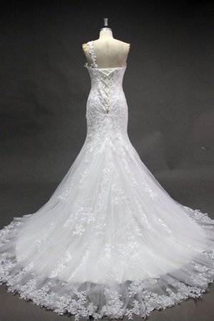 Robe de mariée naturel en dentelle de traîne moyenne avec sans manches cordon - photo 2