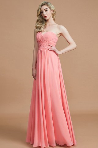 Robe demoiselle d'honneur naturel avec sans manches a-ligne en chiffon jusqu'au sol - photo 4