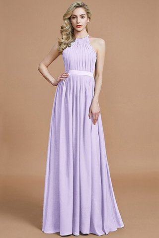 Robe demoiselle d'honneur ruché de princesse jusqu'au sol avec sans manches avec chiffon - photo 24