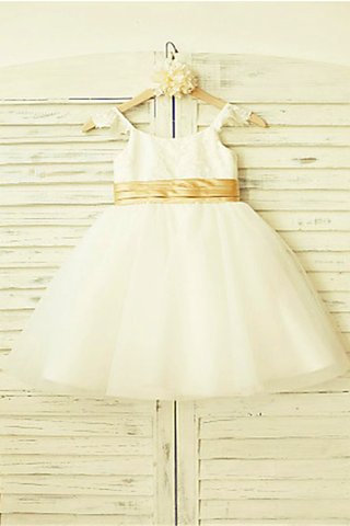 Robe de cortège enfant naturel textile en tulle avec fleurs de princesse avec zip - photo 1