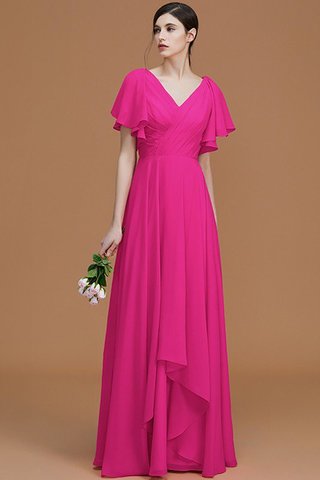 Robe demoiselle d'honneur avec manche courte de princesse ligne a avec chiffon avec zip - photo 17