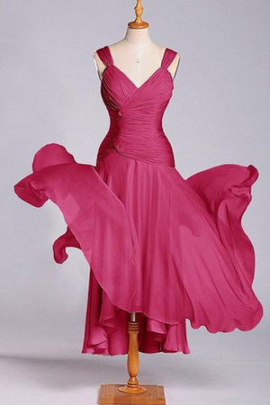 Robe demoiselle d'honneur naturel col u profond de fourreau avec chiffon a-ligne - photo 1