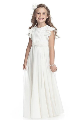 Robe de cortège enfant manche nulle avec fleurs encolure ronde a-ligne de princesse - photo 1