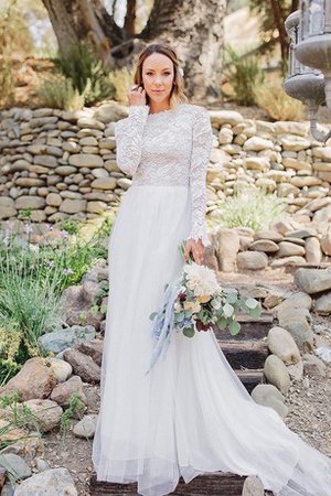 Robe de mariée informel intemporel avec manche longue de traîne moyenne en dentelle - photo 1