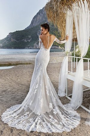 Robe de mariée impressioé elégant avec manche longue broder de traîne moyenne - photo 2