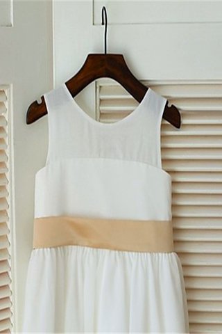 Robe de cortège enfant manche nulle col u profond avec fleurs avec chiffon a-ligne - photo 4