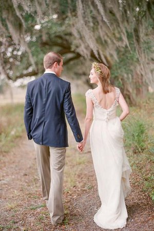 Robe de mariée longue avec chiffon a-ligne de col en cœur de traîne moyenne - photo 2