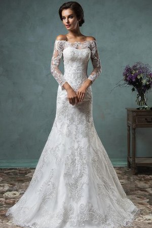 Robe de mariée distinguee exclusif decoration en fleur en dentelle avec mousseline - photo 1